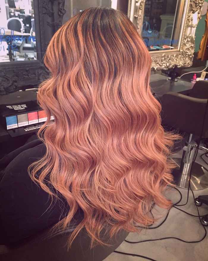 Rose brown hair with waves at Vauxhall and Nine Elms hair and beauty salon