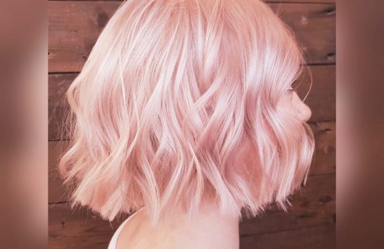 Baby pink hair at a London hair salon