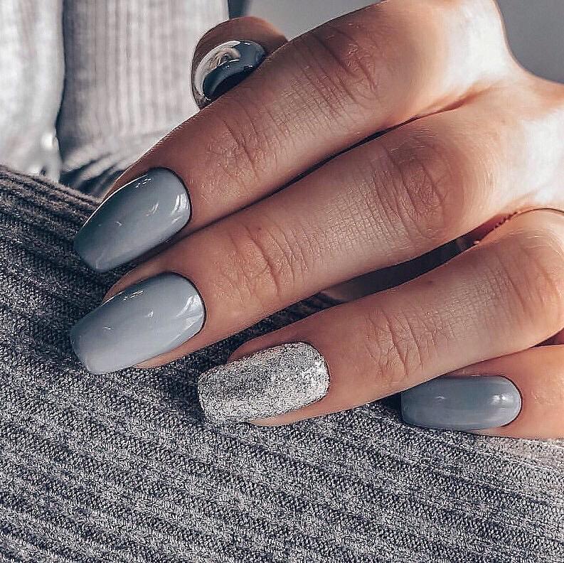 Grey neutral nails at the Vauxhall and Nine Elms hair and beauty salon in London