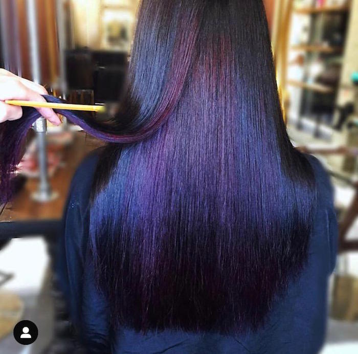 Purple hair at hair salon in Vauxhall and Nine Elms