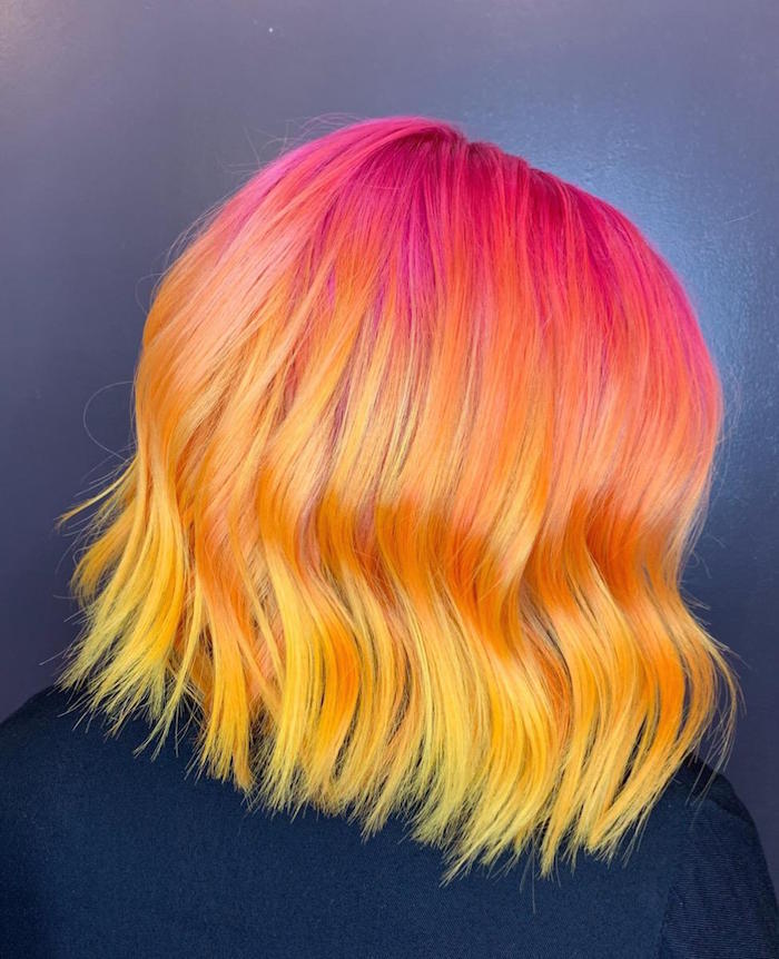 Pink and yellow vivid hair london in Clapham hair salon