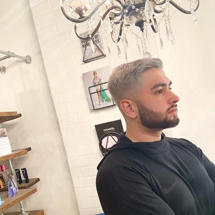 Men's silver hair at Brixton hair salon barber in London