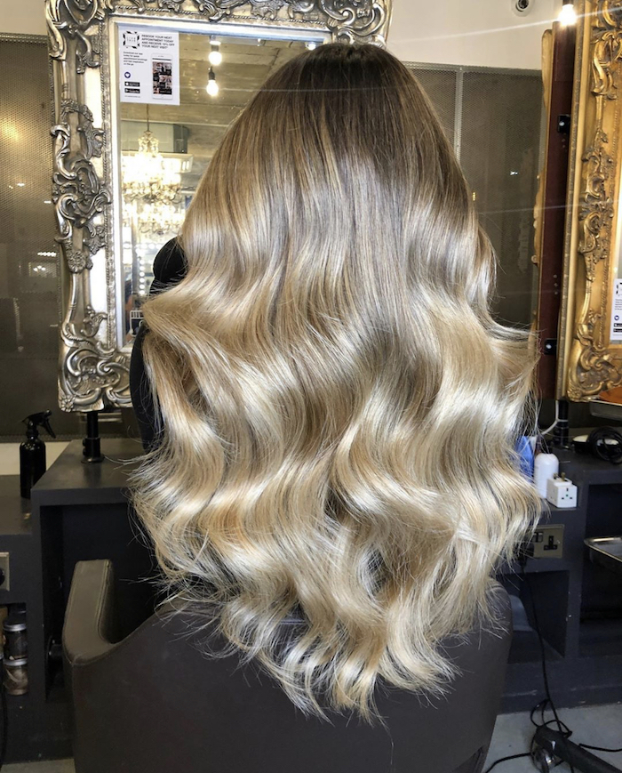 Autumn blonde balayage at salon in Nine Elms in London