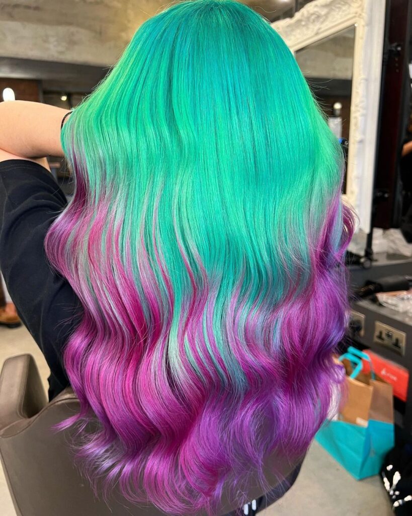 Balayage, Live True London, Live True, Hair Colour Inspo, Split Colour, Purple Hair, Green Hair, Hair Colour, Skunk Hair, Split Hair Dye