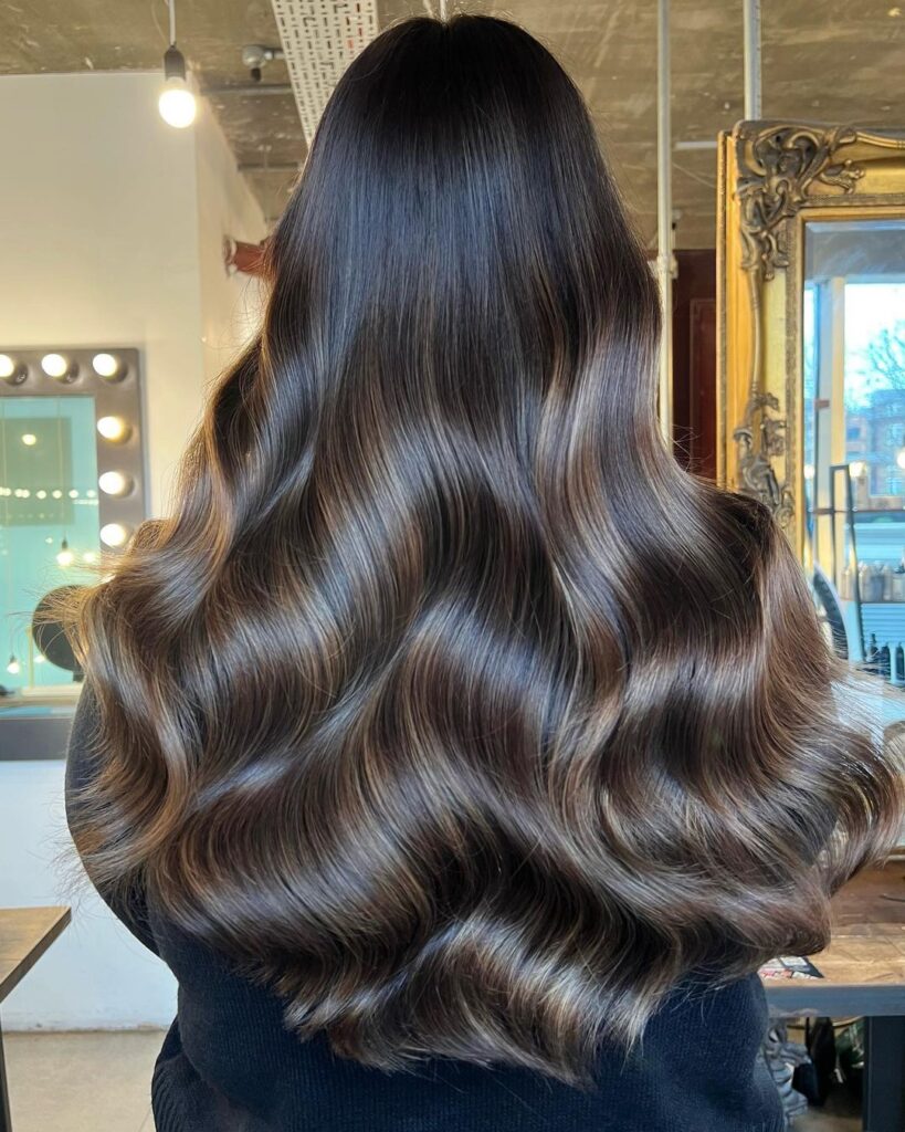 Live True London, Blow Dry, Blow Out, Live True, Blowout, Blowdry, Blowdry Soho, Blowout Soho, Warm Chocolate Balayage, Chocolate Balayage, Brunette Balayage, Brown Balayage, Mocha Balayage, Espresso Balayage