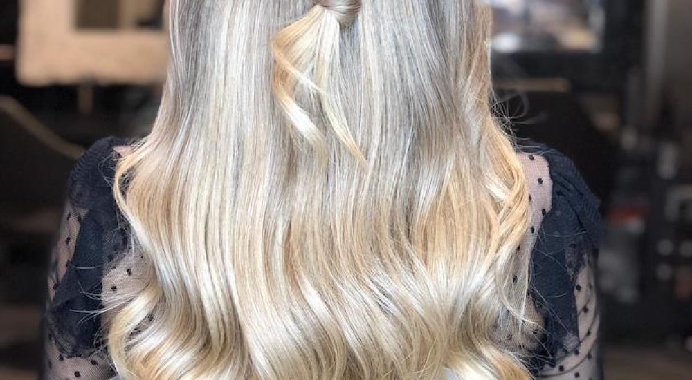 Blonde balayage with tie at a London hair salon in Vauxhall and Nine Elms